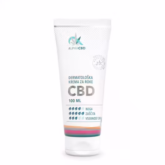 Dermatološka krema za roke CBD - bogata, hranljiva krema, ki se hitro vpije, na rokah pa pusti svilnat, mehak občutek.